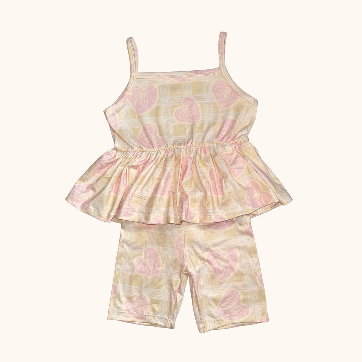 Lime Palaka & Anthurium Peplum Tank Set