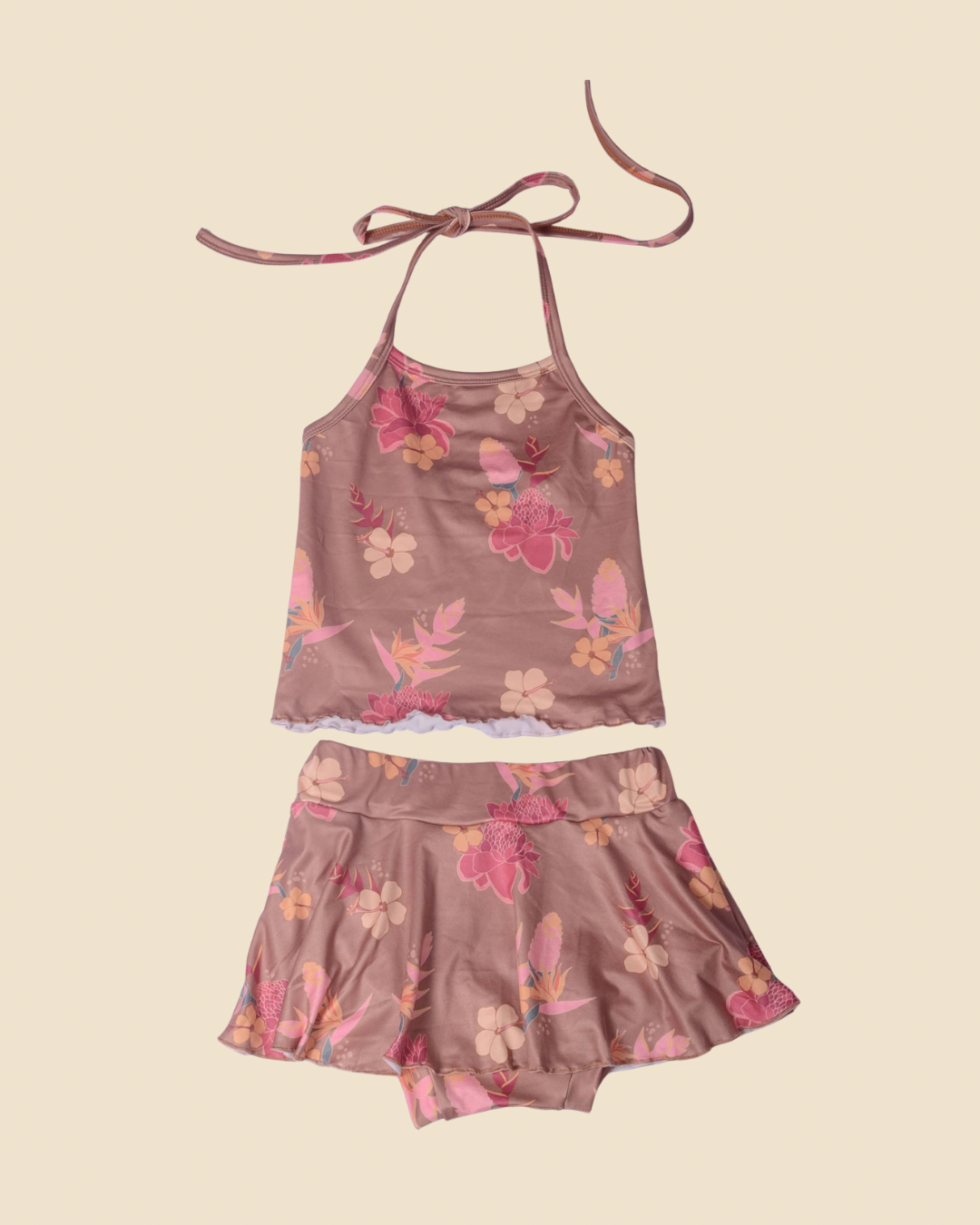 Brown Floral Skort Set