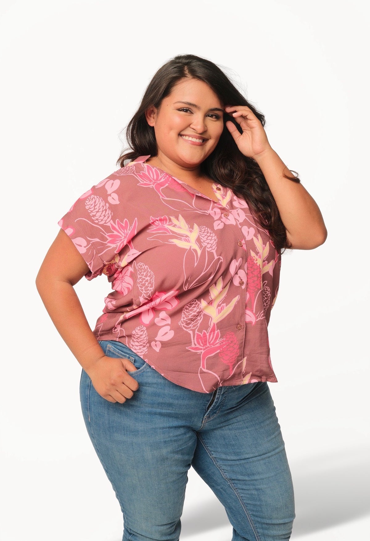 BROWN+PINK AWAPUHI KUULEI BLOUSE