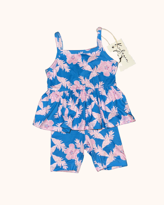 Blue Awapuhi Peplum Tank Set
