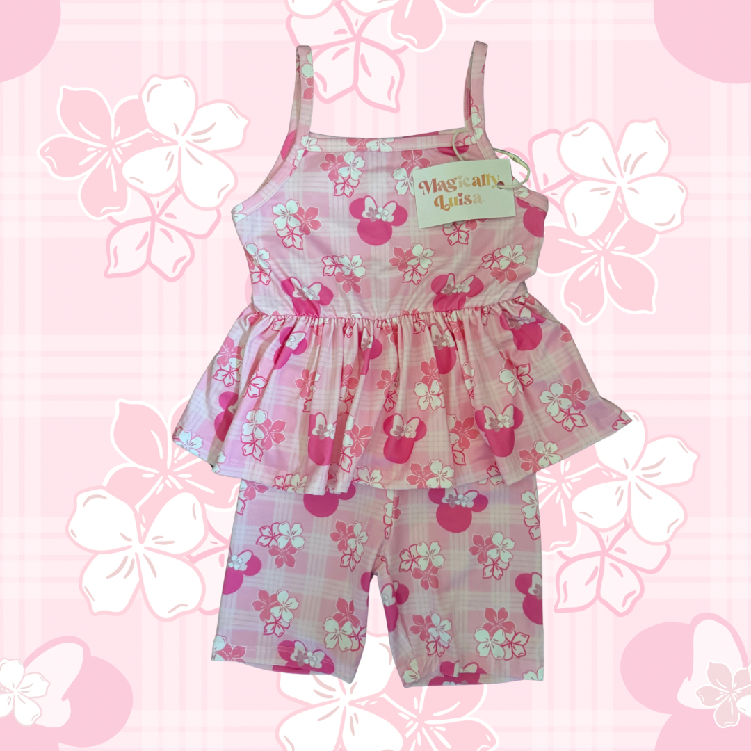 Pink Minnie + Pua Peplum Tank Set