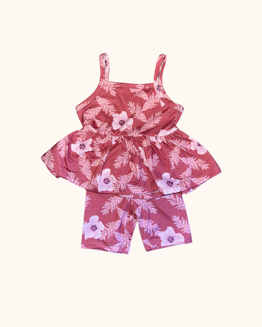 Maroon Awapuhi Peplum Tank set
