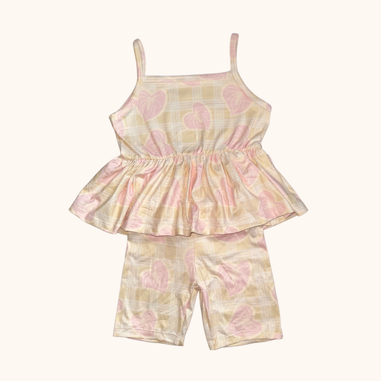 Lime Palaka & Anthurium Peplum Tank Set