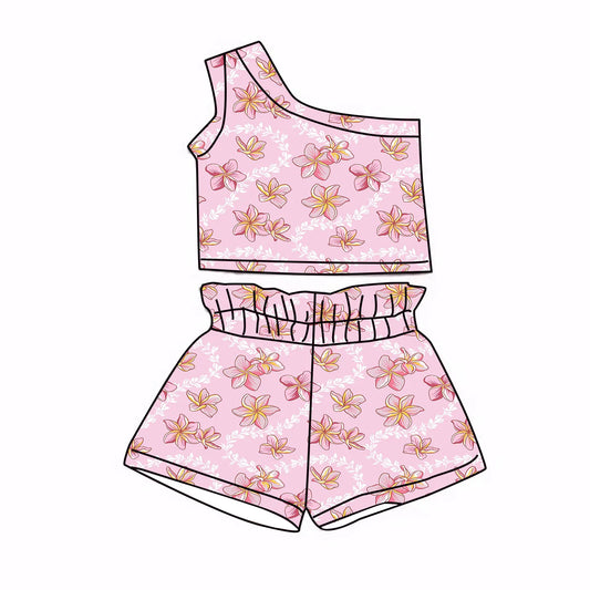 PREORDER: Pink Plumeria Lei Shorts Set