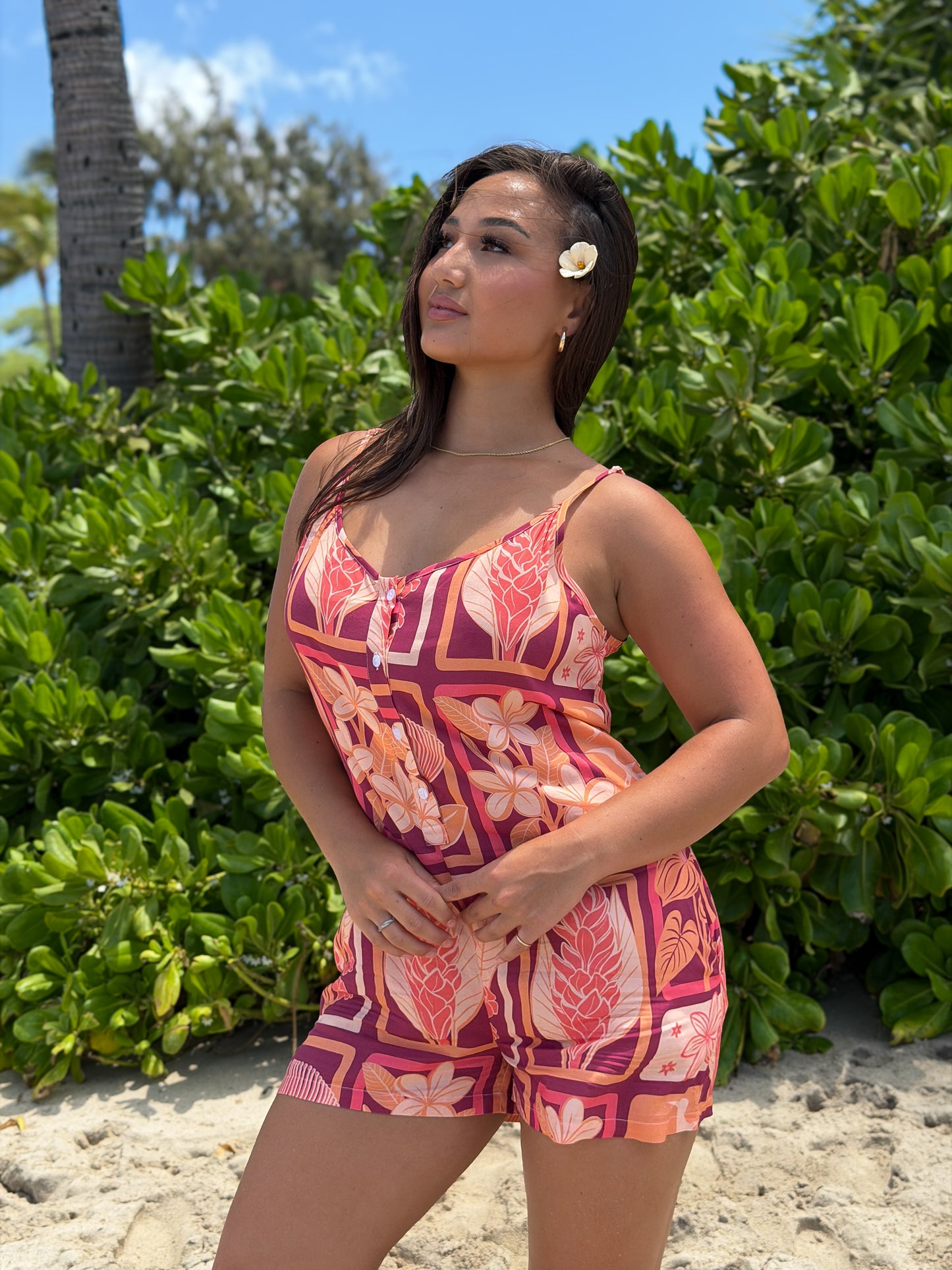 Peach Pua Patch Leilani Romper