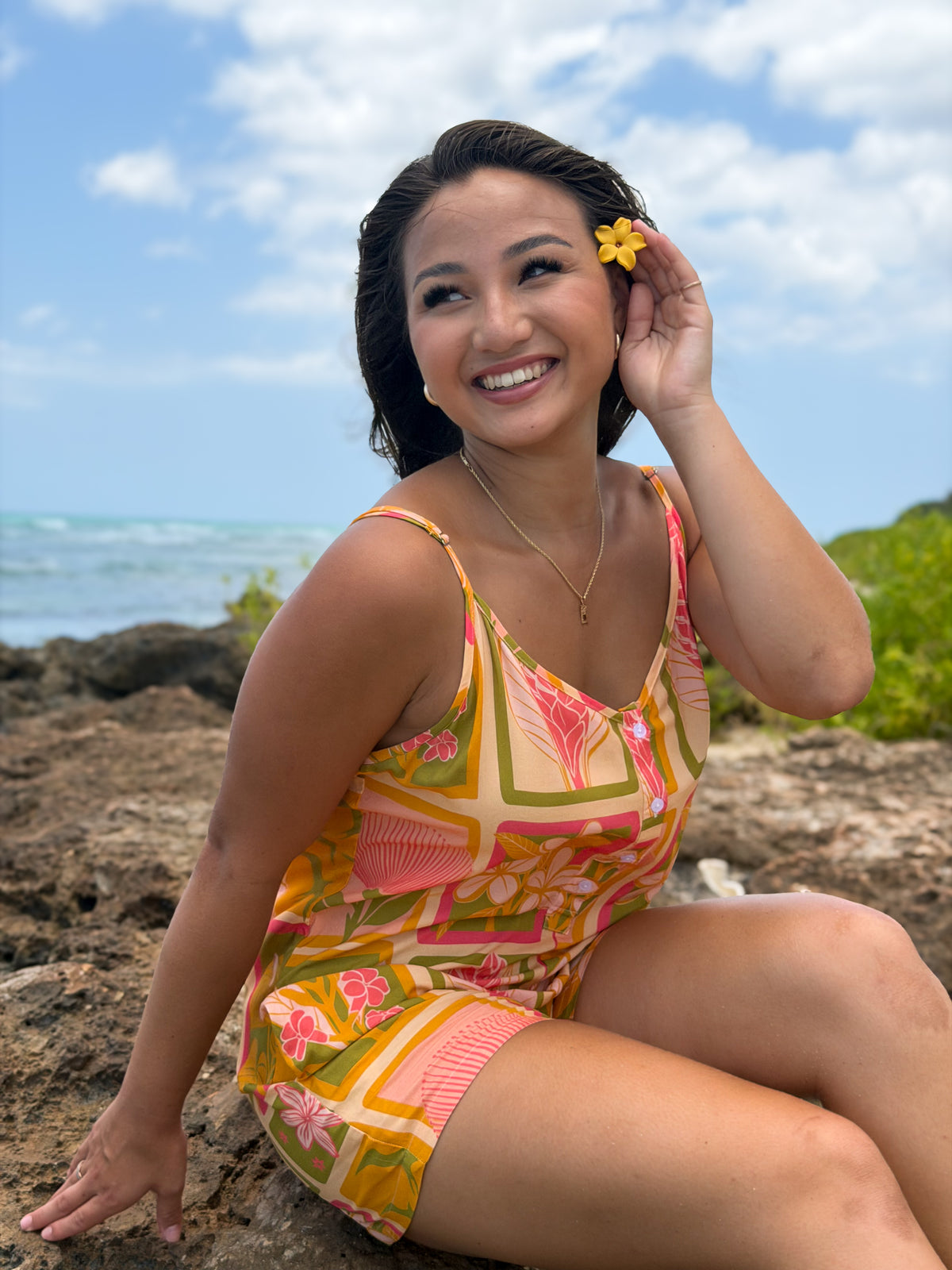 Yellow Pua Patch Leilani Romper
