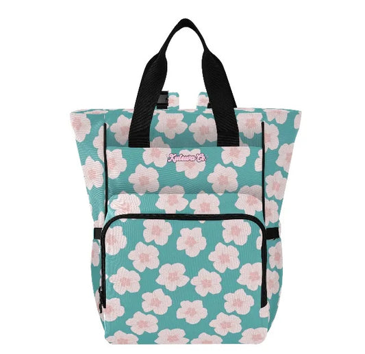 Teal Hau Flower Diaper Bag