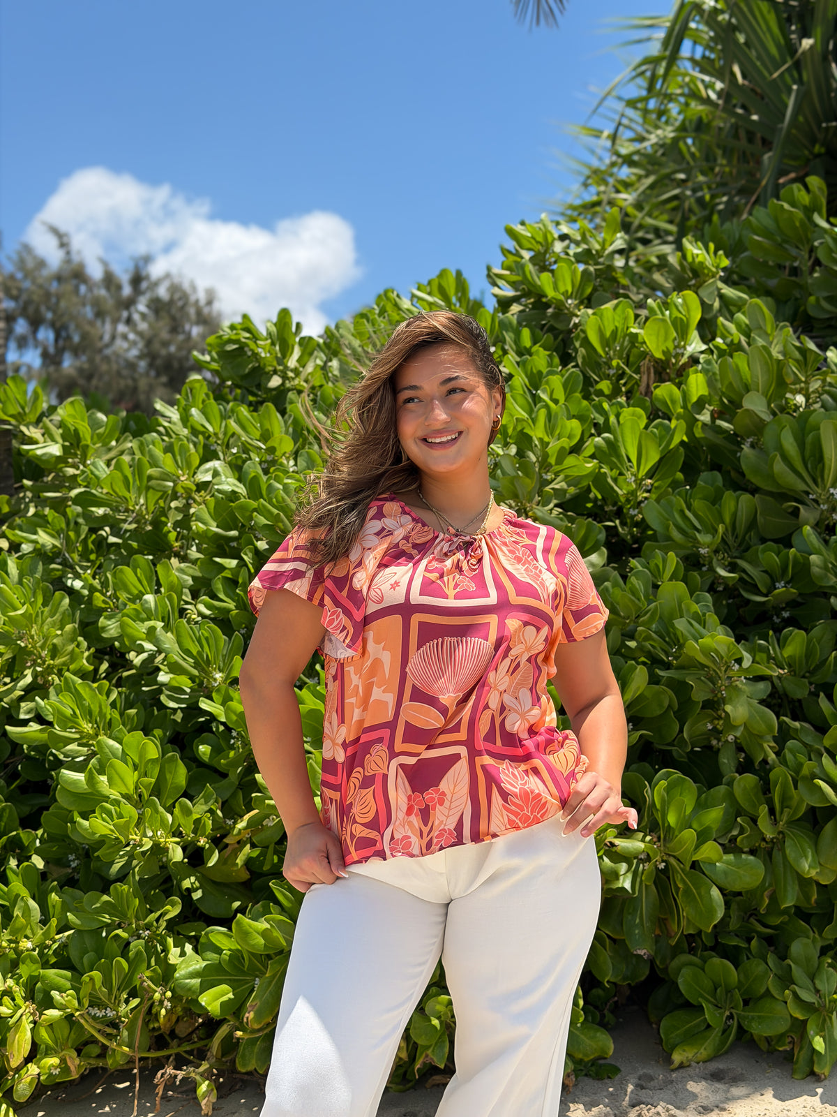 Peach Pua Patch Layla Top