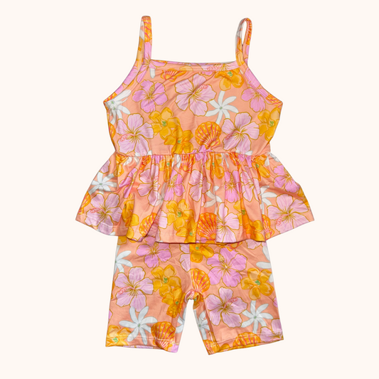 Sunrise Shell Peplum Tank Set