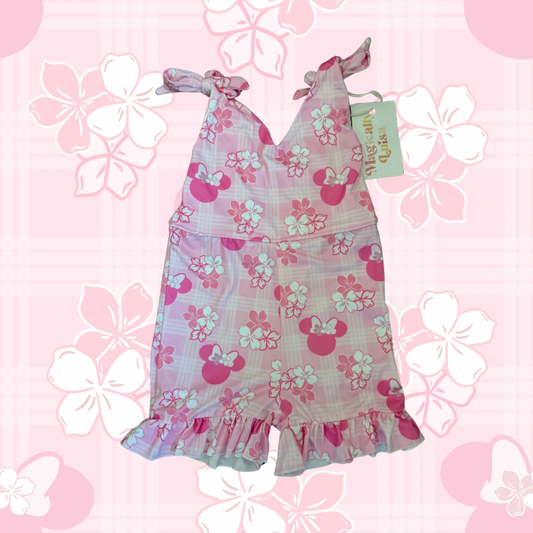 Pink Minnie + Pua Ruffle Shorts Romper
