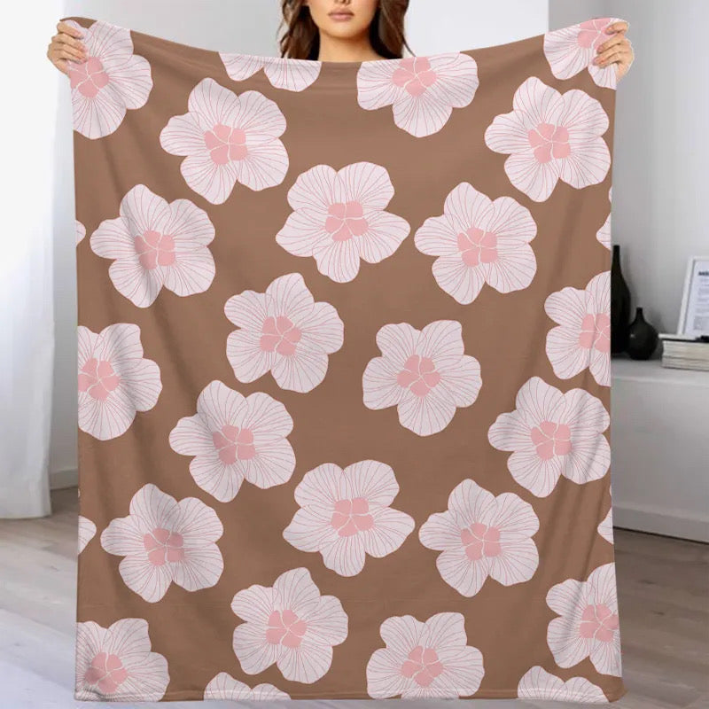 Chocolate & Pink Hau Flower Blanket