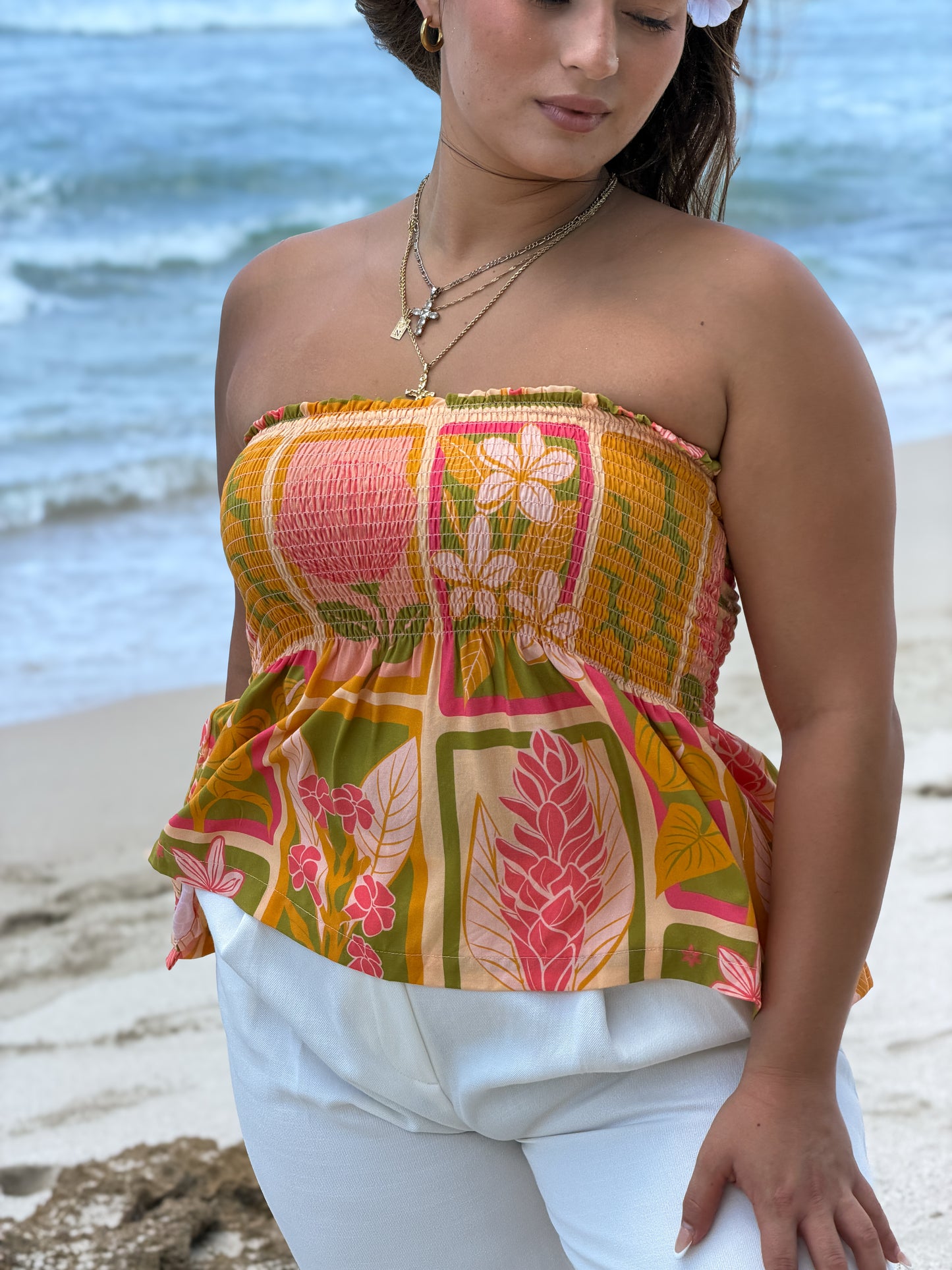 Yellow Pua Patch Tube Top