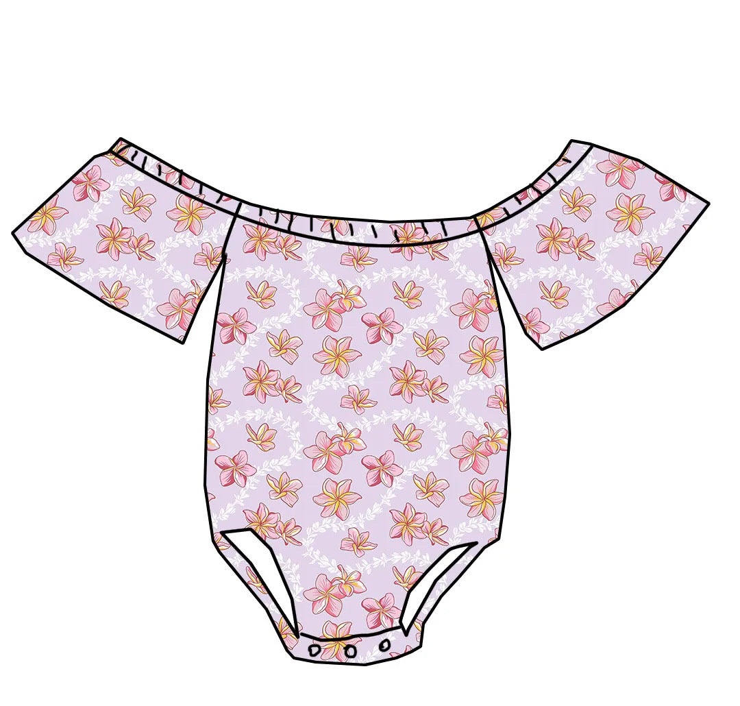 PREORDER: Purple Plumeria Lei OTS Bodysuit