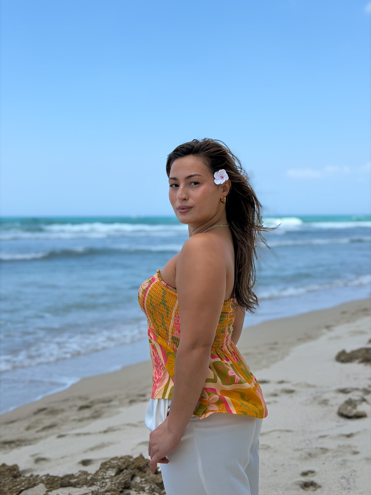 Yellow Pua Patch Tube Top