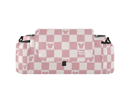 Pink Checkered Mouse Stroller Caddy