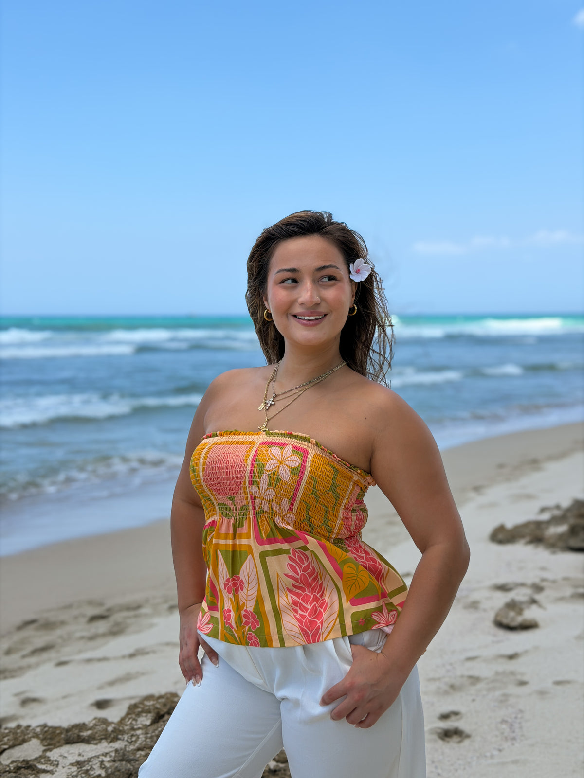 Yellow Pua Patch Tube Top