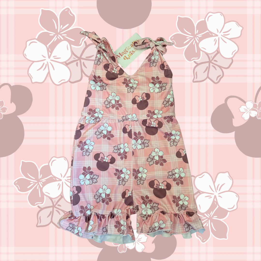 Mauve Minnie + Pua Ruffle Shorts Romper