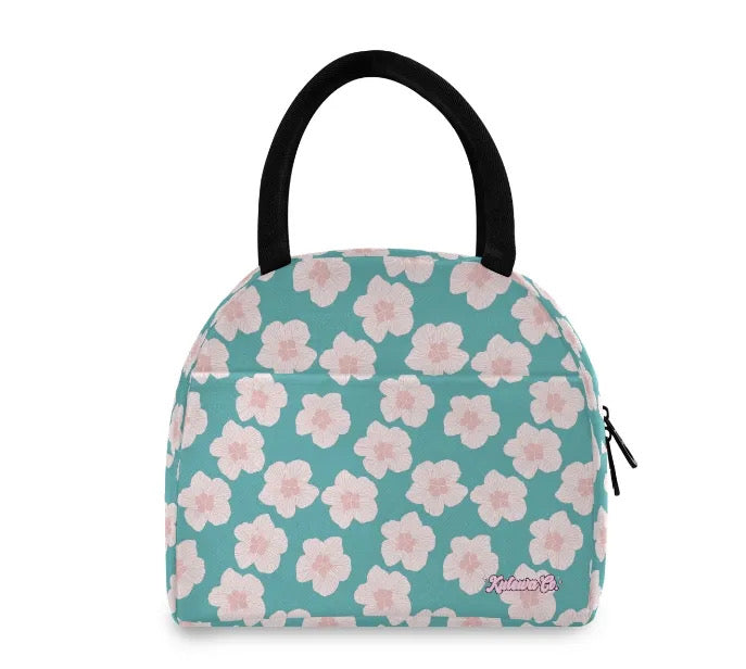 Teal Hau Flower Lunch Bag