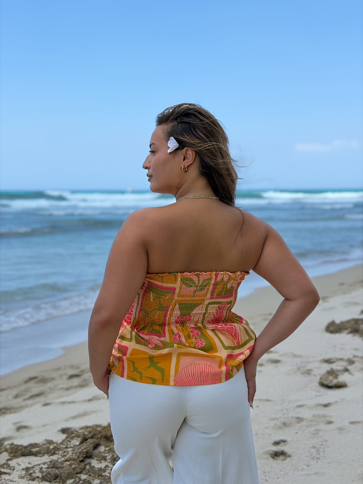 Yellow Pua Patch Tube Top