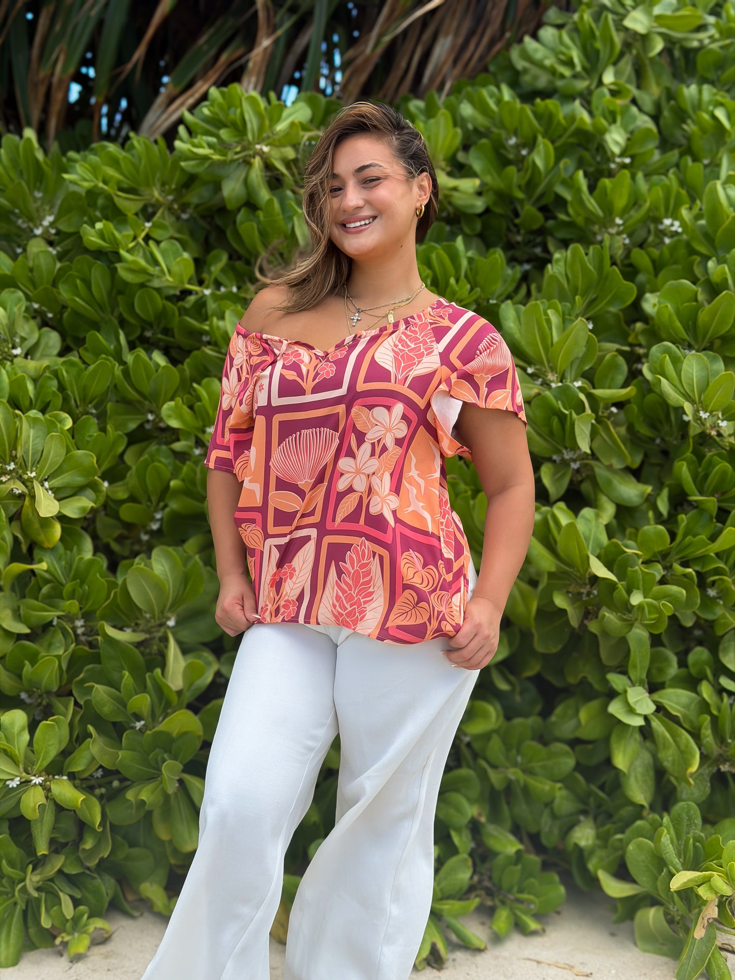 Peach Pua Patch Layla Top