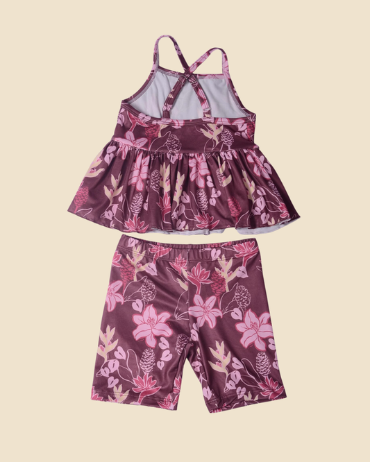 Brown+Pink Awapuhi Peplum Tank Set