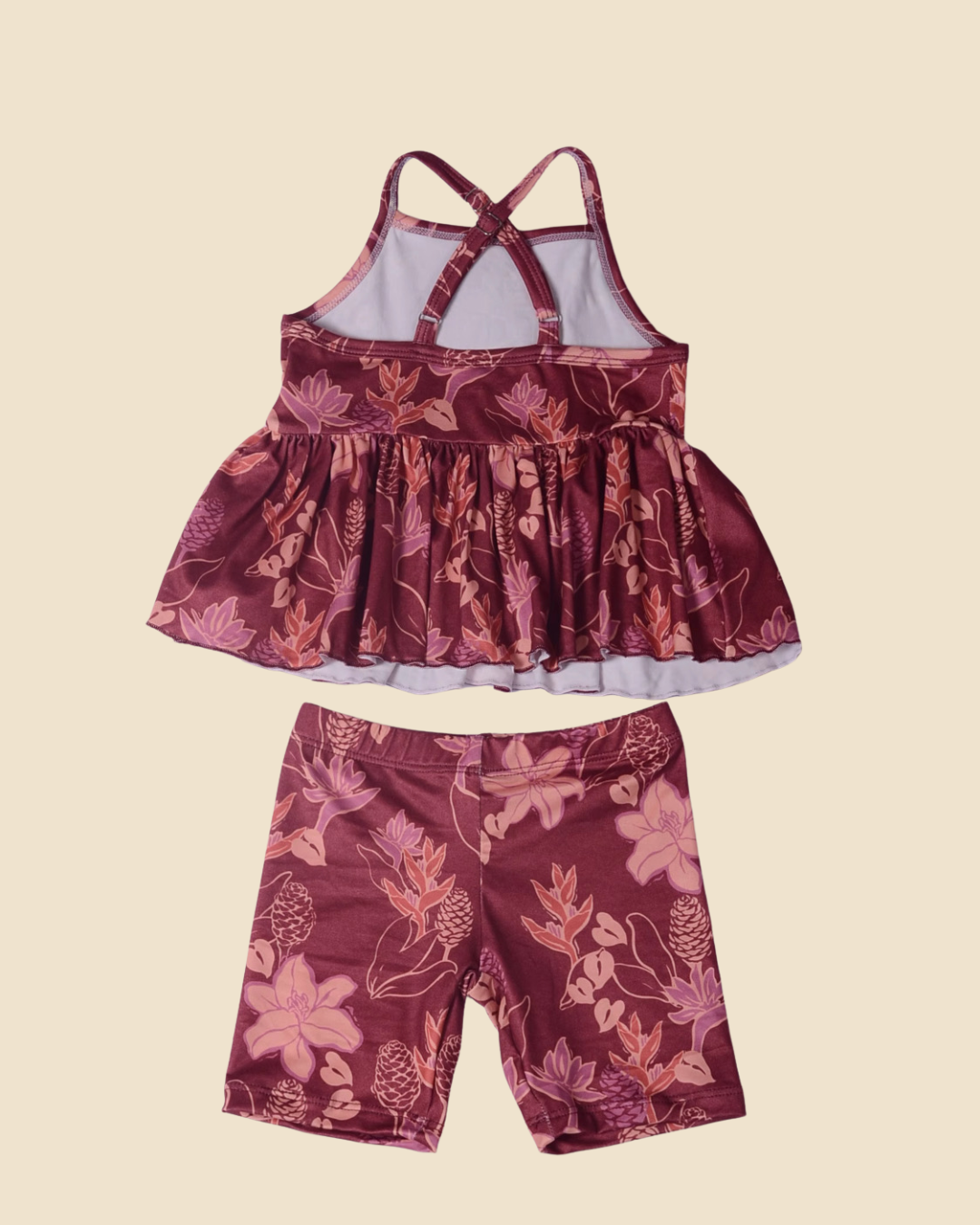 Mauve Awapuhi Peplum Tank Set