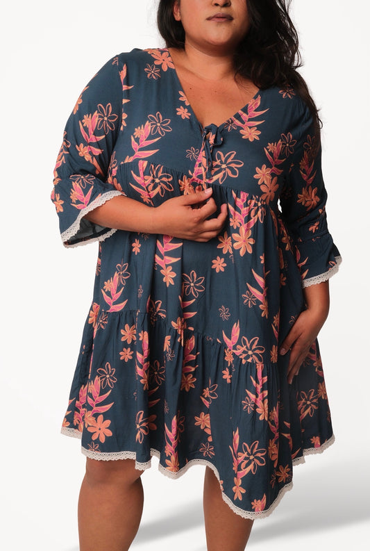 BLUE HELECONIA LILIKOI DRESS