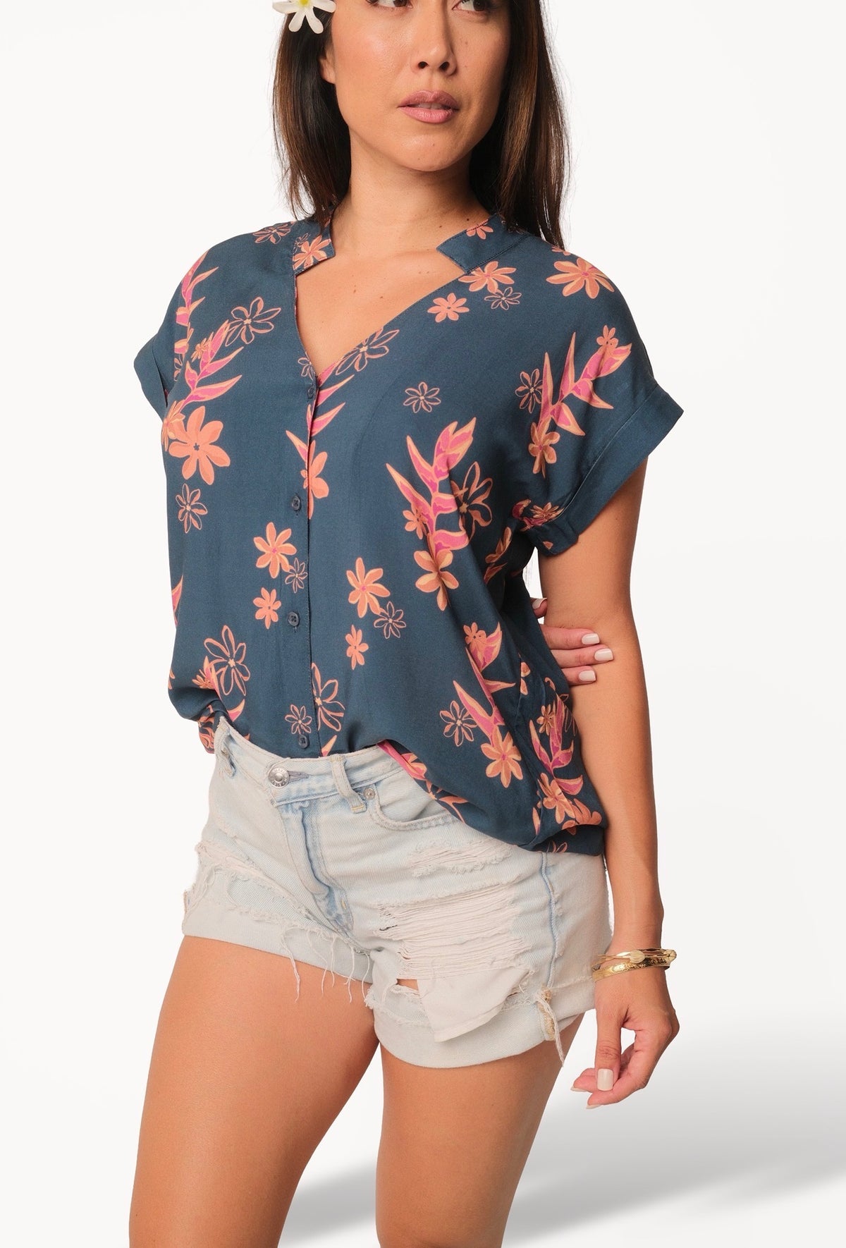 BLUE HELECONIA KUULEI BLOUSE